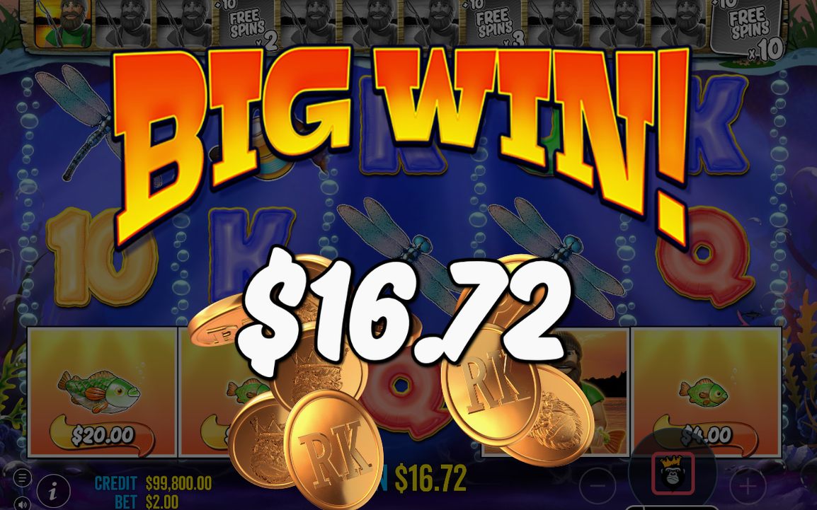 Free Spins round with the Fisherman WILD on the reels