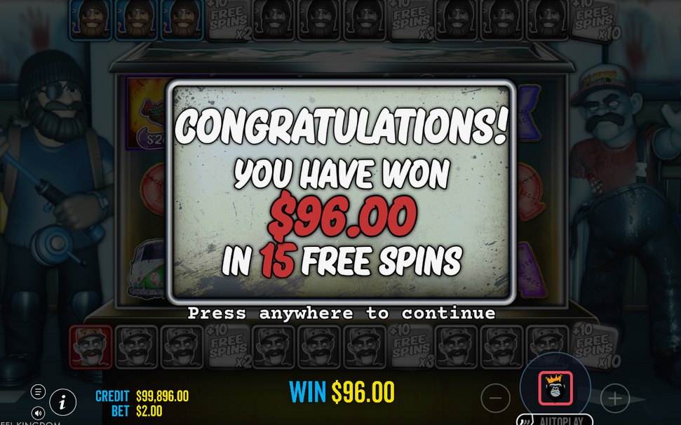 Win screen with MONEY values on the fish
