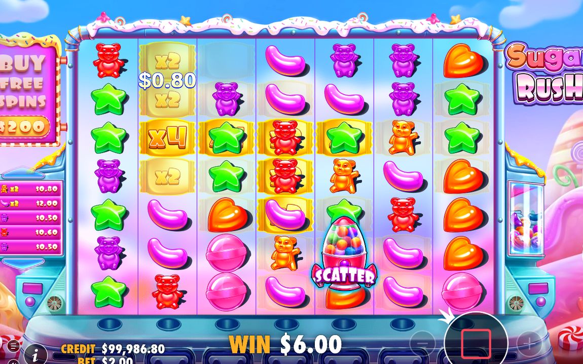 Base Game screen with a cluster paying during Tumble